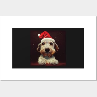 Cute Christmas Cockapoo Puppy in Santa Hat Art Posters and Art